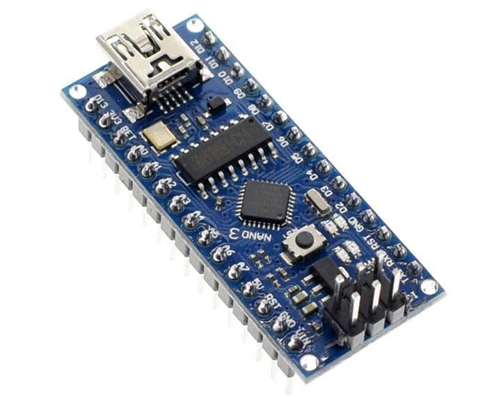 Контроллер Nano V3 ATmega328p CH340 Arduino совместимый (впаянные контакты)