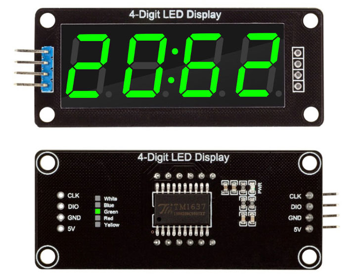 Индикатор 0.56" 7-сегментный 4 разряда LED TM1637 Зеленый