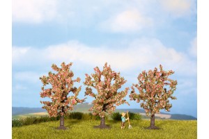 3 Фруктовых дерева с розовыми цветами